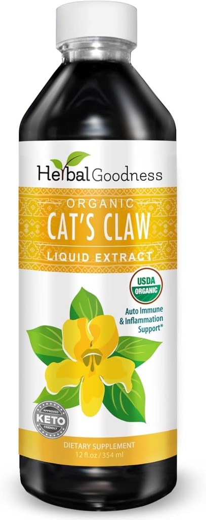 Cat's Claw Liquid Extract - Kräuterergänzung für Verdauungs-Boost, Gelenk-/Muskelunterstützung, Immunität, Herzunterstützung- Superior Absorption-Organic 12oz -23 Servierungen/Bottle -Made in USA -Herbal Goodness