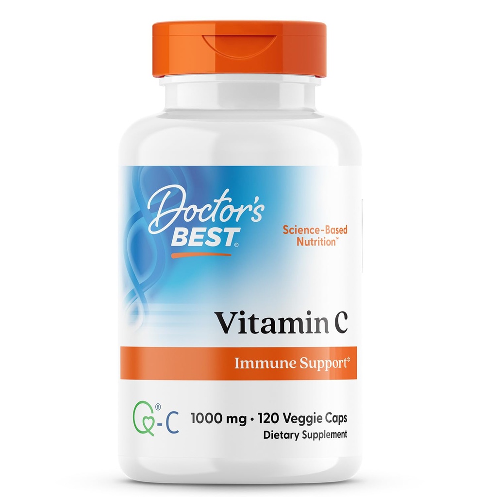 Meilleur supplément de vitamine C 1000mg pour les hommes et les femmes - Capsules Vitamine C végétalienne comme acide ascorbique Q-C, crème pour la santé des adultes, sans OGM, sans gluten, sans soja - 120 capsules de légumes