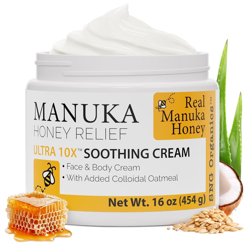 Super Natural Goods Manuka Honey Cream (16oz) – Hydrating Lotion für alle Hauttypen Geeignet für Kinder und Erwachsene | Moisturizing Body Cream mit Real Manuka Honey Aloe Vera Juice und Kakaobutter