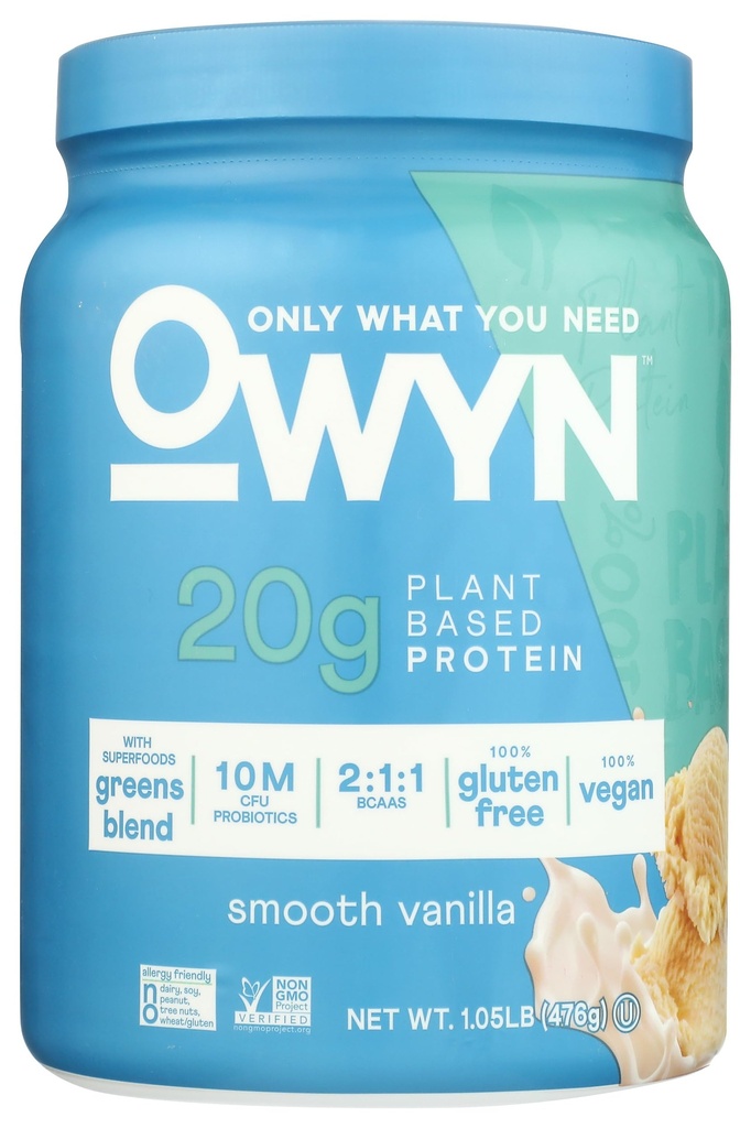 OWYN seulement ce dont vous avez besoin Protéines en poudre végétale, Vanille lisse, 1,05 lb