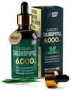 Chlorophylle Liquid Drops 6000 mg - Supplément Chlorophylle Liquid Premium - Antioxydant tout-en-un pour stimuler l'Immune, augmenter l'énergie, soutenir la digestion et désintoxication rapide - Non-OGM, végétalien