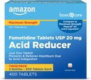 Basic Care Maximum Stärke Famotidin Tabletten Säure Reducer für Sodbrennen Relief, 20 mg, 400 Count Pack