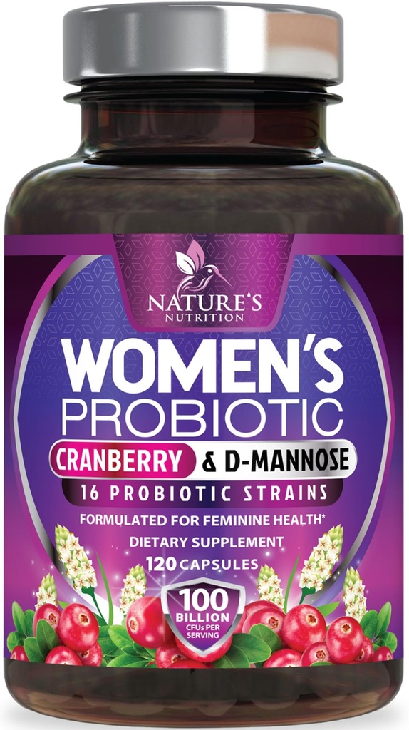 Probiotics for Women 60 Billion CFU - 16 Strains, Prebiotics & Cranberry, PH Balance, Verdauungsgesundheit, Vaginal & Immune Support, Womens Probiotic for Gut Health, Shelf Stable - 120 Kapseln