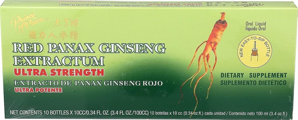 Ultra Strength Red Panax Ginseng Extract - Prince of Peace, 30 btl, je 10cc, Packung mit 3
