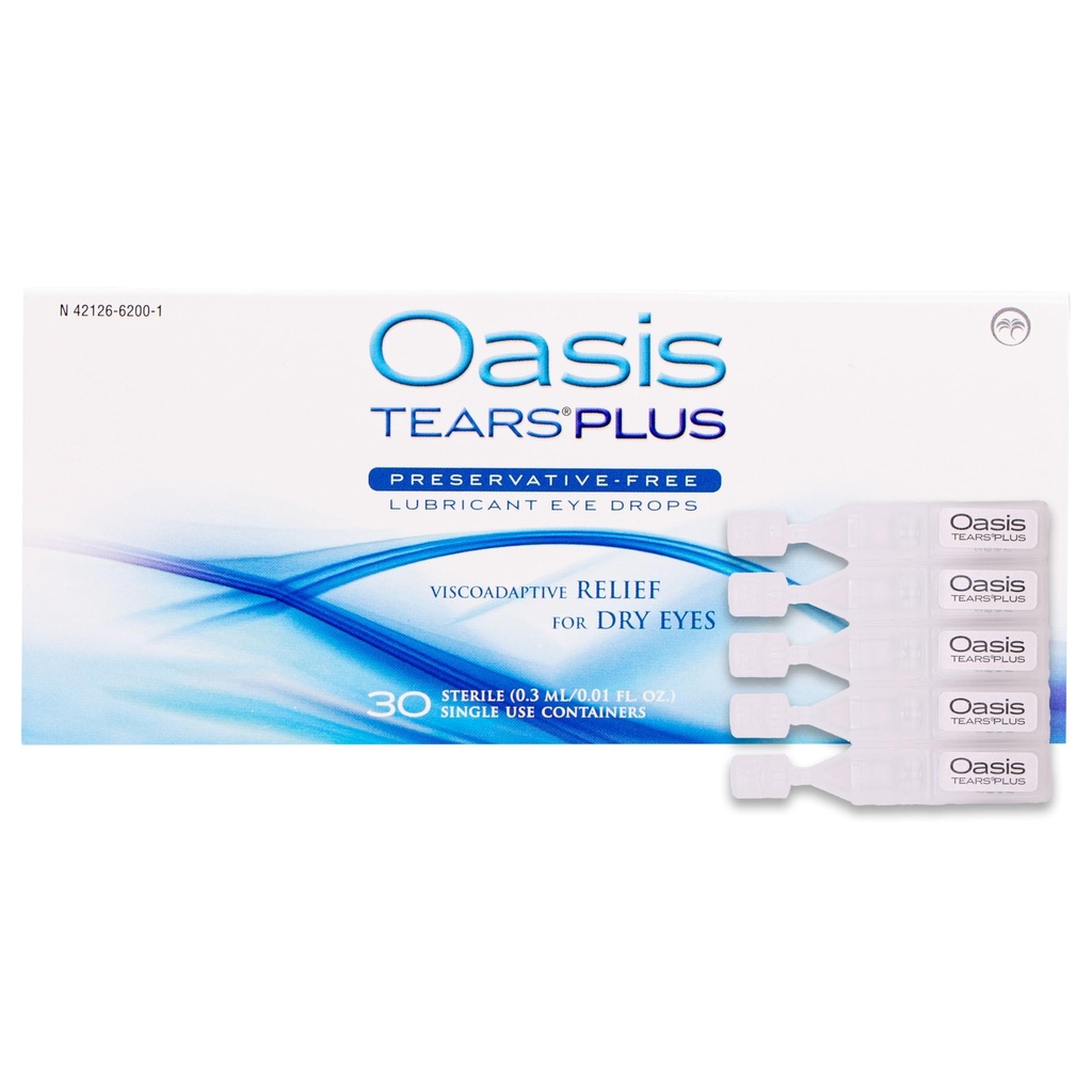 Oasis TEARS PLUS Konservierungsfreie Lubricant Augentropfen, 30 Behälter, 0.3 ML/0.01 FL OZ