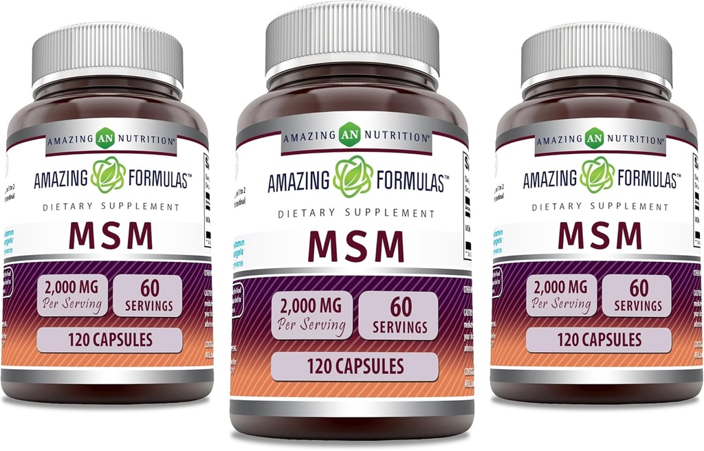 Erstaunliche Formeln MSM (Methylsulfonylmethan) Supplement | 2000 Mg Per Serving | Kapseln | Non-GMO | Gluten Free | Made in USA (3 Pack, 120 Count)