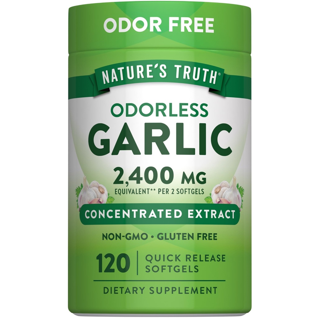 Nature's Truth Odorless Knoblauch 2400 mg | 120 Softgels | Extrakt Pillen | Non-GMO, Glutenfreie Ergänzung