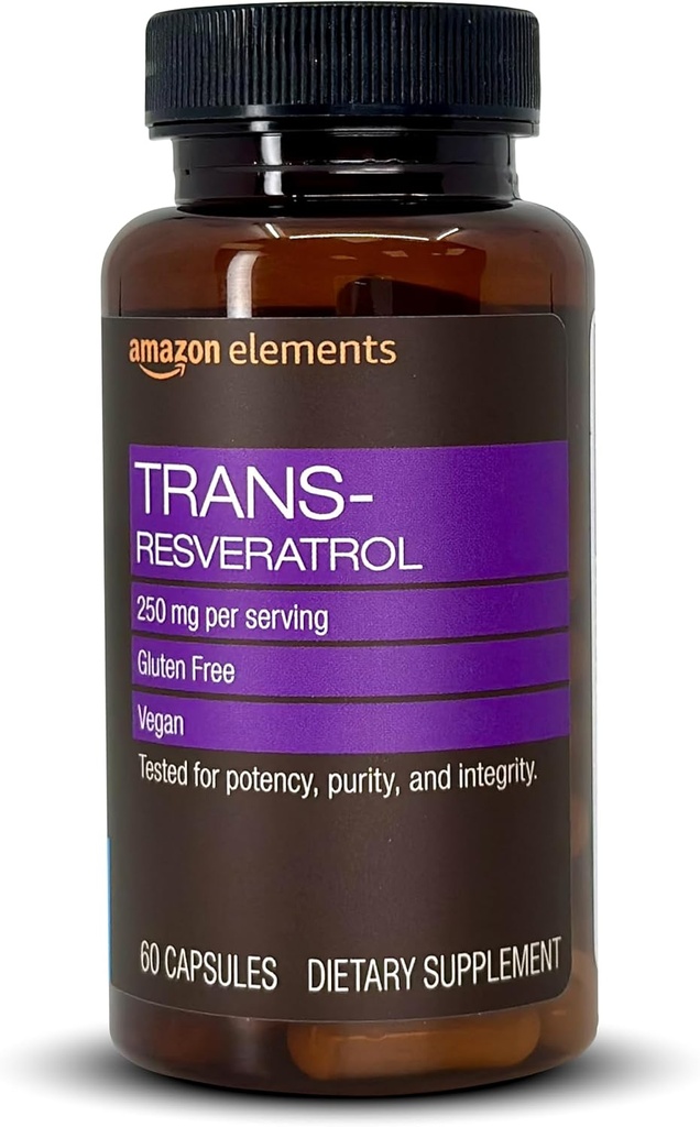 Éléments Amazon Trans-Resvératrol, 250 mg, 60 Capsules, 2 mois d'approvisionnement, végétalien