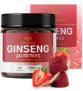 HERBAMA Panax Ginseng Gummies - 1500mg koreanischen Rot Ginseng Wurzel für Energieunterstützung - Vegan, Non-GMO Rot Panax Immununterstützungsergänzung - 60 Pectin-Based Erdbeer-Flavored Chews
