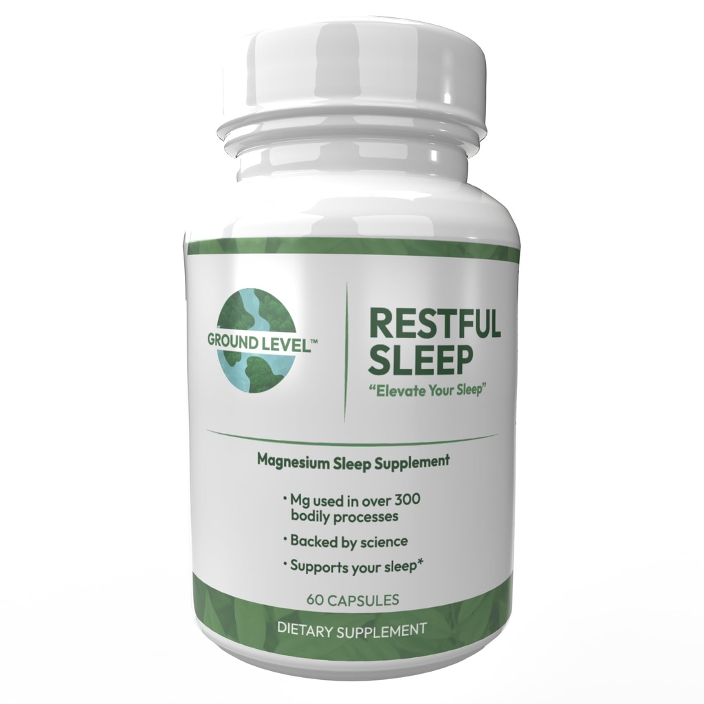 Boden Level Restful Sleep Formula mit Advanced Sleep Blend, Industrie führend 200mg Magnesium und L-Theanin für Erwachsene Plus Melatonin, Kamille, Zitronenbalsam, Passionflower und Valerian Root