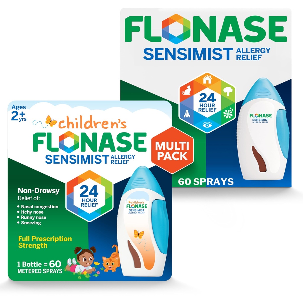 Flonase Sensimist Allergy Relief Nasenspray für Erwachsene und Kinder - 120 Sprays Gesamt (2 Flaschen mit je 60 Sprays)
