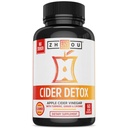 Zhou Cider Detox - Capsules de vinaigre de cidre de pomme avec mère, pilules de vinaigre de cidre naturel cru pour les femmes et les hommes, supplément complexe à base de plantes avec crème et poivre Cayenne - 60 Capsules Vegan