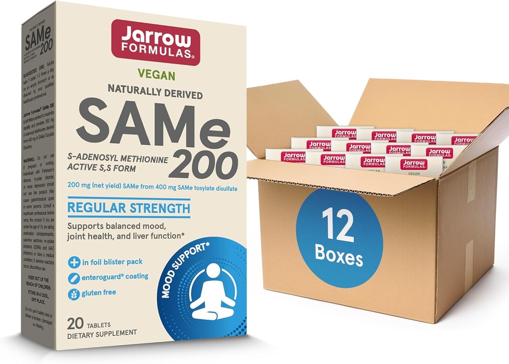 Formules de collants Même 200 mg, soutient la santé articulaire, la fonction hépatique, le métabolisme du cerveau, 20 comprimés, jusqu'à 20 jours d'approvisionnement (paquet de 12)