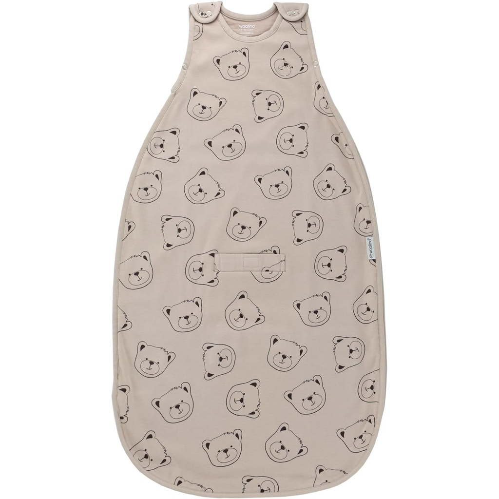 Woolino Merino Wolle und Bio-Baumwolle Ultimate Baby Sleep Sack - 4 Saison Baby Tragbare Decke - Zwei-Wege Reißverschluss Verstellbare Schlaftasche - Universal Größe (2-24 Monate) - Teddy Bear