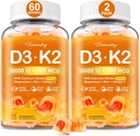 Vitamin D3 K2 5000IU / 10000 IU-Gummien für Erwachsene - K2 D3 Vitaminergänzung mit 600mg Calcium, K2 (MK-7) 200mcg, Magnesium, Zink, Omega-3 - unterstützt Calciumabsorption und Immungesundheit