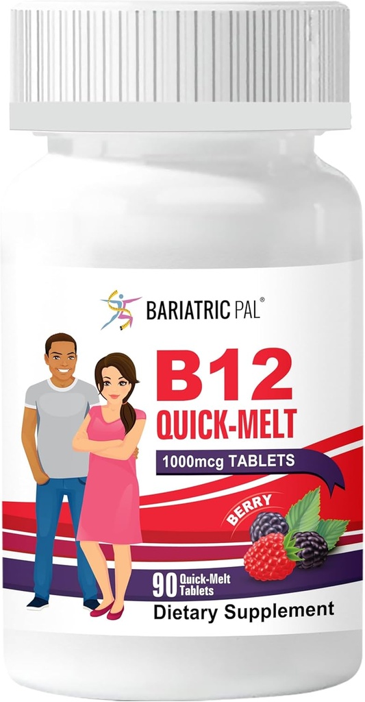 BariatricPal 1.000mcg B12 Sugar-Free Quick Melts (90 Count) - Berry