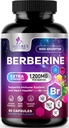 Berberine HCL 1200mg Supplement - Berberine HCI Kapseln hohe Absorptionsergänzung für Herzgesundheit & Immununterstützung, hohe Festigkeit, Glutenfrei, Vegan, Non-GMO Pillen - 60 Veggie Kapseln