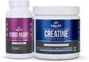 Gute Nacht natürliche Schlafhilfe (60 Kapseln) & Micronized Creatine Monohydrat Pulver (150g) Bundle – natürliche Schlafunterstützung mit Melatonin, Ashwagandha & L-Theanine, Plus reine Vegan Kreatin für Enhance