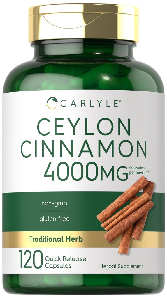 Carlyle Ceylon Cinnamon Kapseln 4000 mg | 120 Count | Non-GMO & Gluten kostenlose Ergänzung