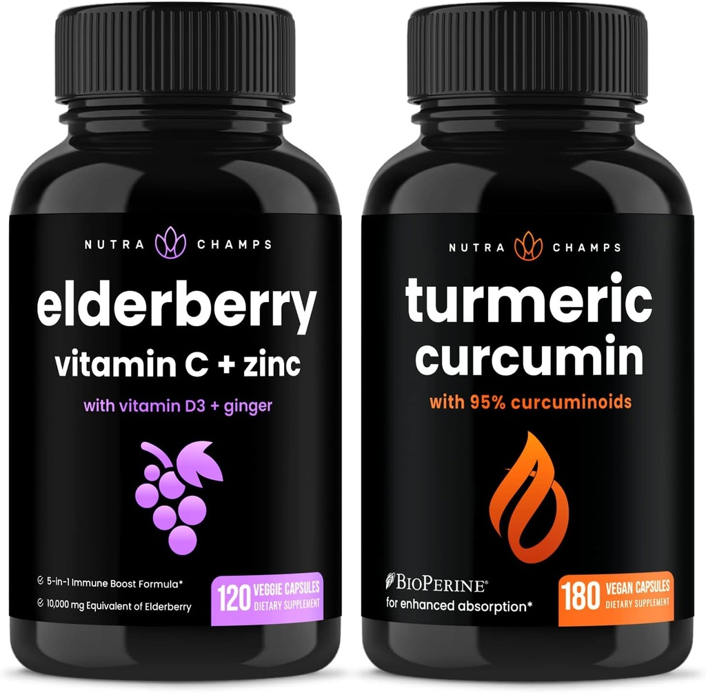 NutraChamps Elderberry und Kurkumin Kapseln Bundle