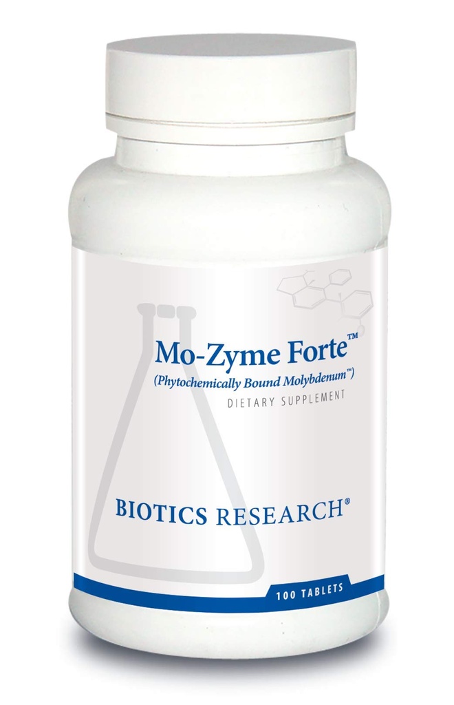 Recherche en biotique MoZyme Forte Molybdène 150 mcg, Soutien du foie, Détoxification, Élément de trace essentiel, Métabolisme sain, Soutien antioxydant 100 comprimés