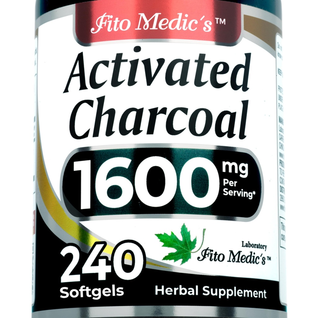FITO MEDIC's Lab | Aktivierte Charcoal Pillen| 1600 mg pro Servieren | 240 Caps | Aktivierte Charcoal | Charcoal Capsules. Charcoal Pills. Ultra hohe Absorption, s.