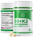 Neue Elemente Vitamin D3 K2 10.000 IU mit Magnesium Glycinat 500mg - Knochengesundheit, Immununterstützung, Energie & Stimmung - Non-GMO, Glutenfrei, Sugar-Free Softgels für Frauen & Männer (60 Softgels)
