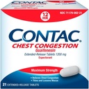 Contac Chest Congestion, Maximum Strength Expectorant Controls Cough und Thins und Loosens Mucus, Extended Release Tablets, Guaifenesin 1200 mg, Extended Release Tablets, 21 Count