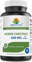 Brieofood Horse Chestnut Extract 600 mg pro Portion - 180 Tabletten - 3. Party Lab Getestet für Reinheit & Qualität - Unterstützt gesunde Zirkulation & Fluid Balance in den Beinen*