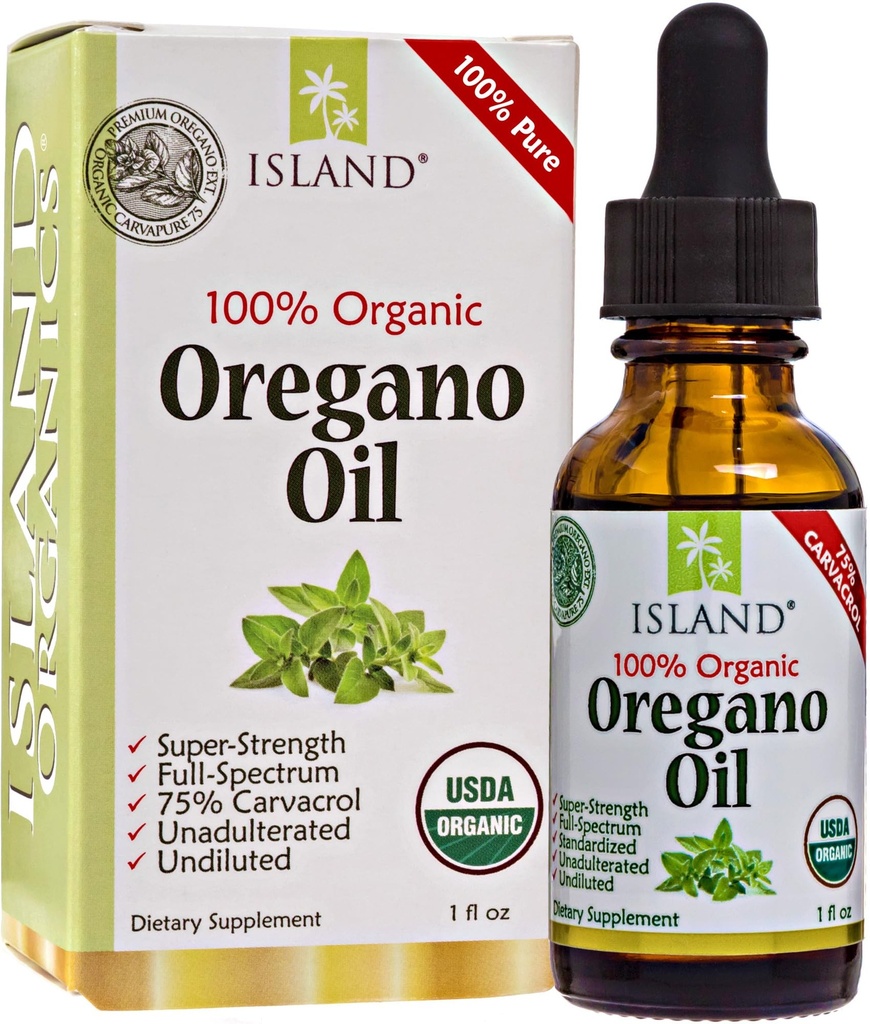 Oregano Öl Bio-Flüssigtropfen - 100% rein & unverdünnt - USDA-zertifiziertes Bio (1 Unze) 75% Carvacrol - Grown in Spanien - Immununterstützungsergänzung mit Öl von Oregano.
