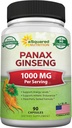 aSquared Nutrition Natural Korean Panax Ginseng (1000mg Max Strength)-90 Capsules Root Extract Complex (Red & White), High Dosage Ginsenosides in Saatgut, asiatische Pulverergänzung,Tablet Pills for Energy