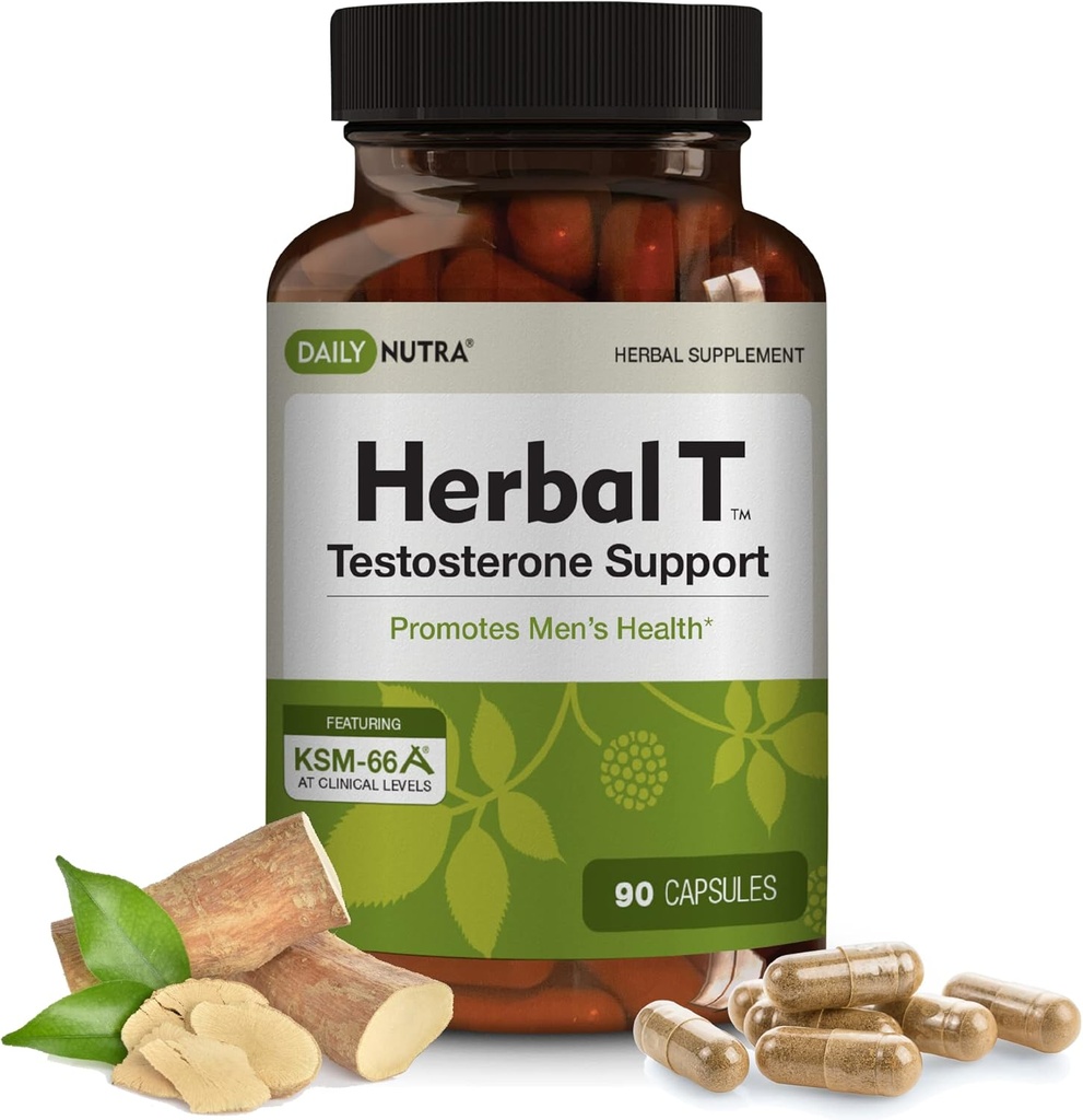 DailyNutra Herbal T Men’s Health Formula Supplement for Endurance, Vitality, & Healthy Aging - mit KSM-66 Ashwagandha, Tongkat Ali, Tribulus, Eleuthero, & Horny Goat Weed (90 Kapseln)
