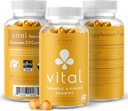 WellPath Vital Turmeric Gummies + Ginger - Joint Support Curcumin Supplement, Turmeric Curcumin C3 Complex, Tasty Alternative zu Kapseln, Turmeric & Ginger Root, Tropical Flavor Chews, Vegan, 60 Ct