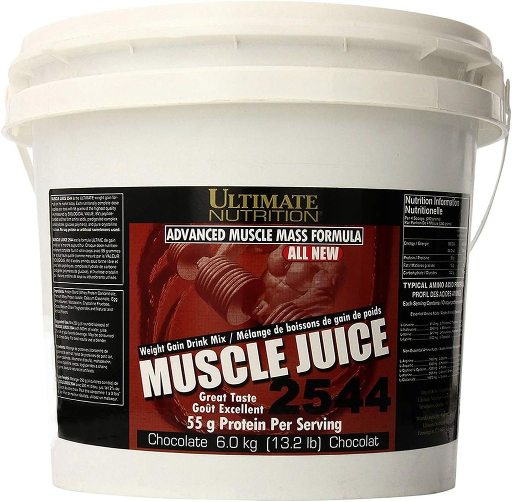 Ultimate Nutrition Muscle Juice, Weight Gain Drink Mix - Mass Gainer Workout Powder for Men & Women - Supplement for Lean Muscle Growth & Immune Support with 55g Protein - Chocolate, 13.2lb