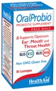 OralProbio 30ct, une fois par jour comprimés à croquer, soutient la santé de l'oreille, de la bouche et de la gorge optimum, non OGM, sans gluten, parfum à la menthe poivrée, contient BLIS K12 & M18