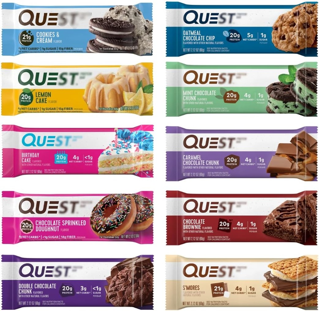 Nutrition Protein Bars, sortiert 10 Flavor Variety Pack - High Protein, Low Carb, Glutenfrei, Keto Friendly - 2.12 Oz Bars - 12 Count
