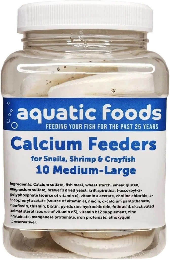 Aquatic Foods Inc. Calcium Feeder Medium-Large Shells. Extra dicke Muscheln für Garnelen, Schnecken, Krabben, Krebse, Hermit Krabben und alle tropischen Fische...10 Graf Jar