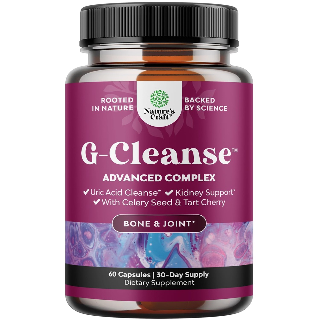 Natures Craft G-Cleanse Uric Acid Supplement - Uric Acid Cleanse für Joint & Kidney Support - Nierenreiniger mit Chanca Piedra, Tart Cherry Extract, Celery Seed Extract Capsules - 60 Count