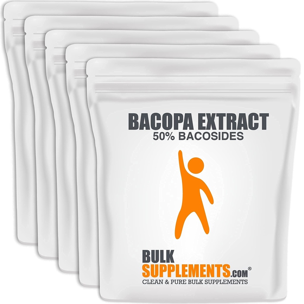 BulkSupplements.com Bacopa Extract Powder - Bacopa Monnieri Supplement, Bacopa Powder - Bacopa Supplements, Vegan & Glutenfrei, 500mg pro Servierung, 5kg (11 lbs) (Pack mit 5)