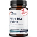 Ultramethyliertes B12 + Methylfolat - Vitamin B12 Methylcobalamin und Folat-Ergänzung, Adenosylcobalamin & 5-MTHF für Nerven, zelluläre Energie + Methylierungsunterstützung (90 Kapseln)