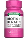 Nature's Truth Biotin 5000 mcg | 50 Kapseln | mit Keratin und Alpha Lipoic Acid | Non-GMO & Gluten Kostenlose Ergänzung