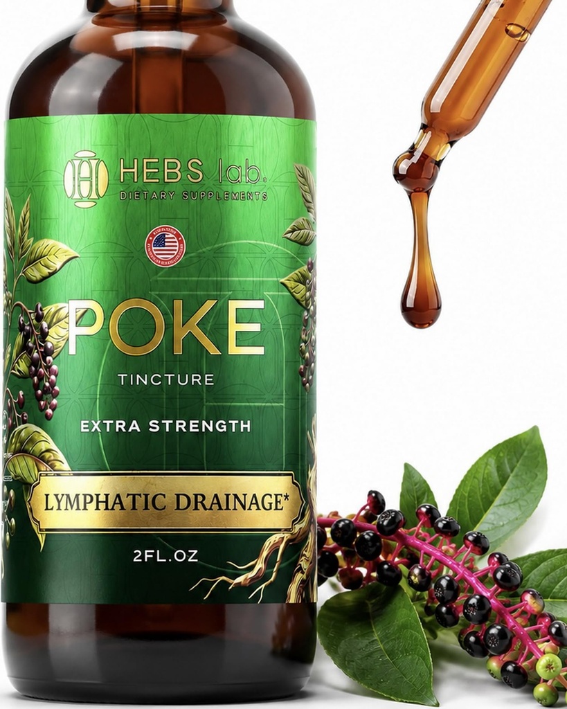 Poke Root Extract – Pure Lymphatic Drainage Drops - Immun Support-Ergänzungen & Detox Formel - Muskelrelaxation & Unterstützung für Athleten - Made in USA - 2 oz