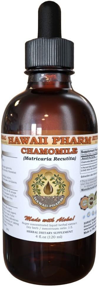 HawaiiPharm Chamomile Liquid Extract, Organische Kamille (Matricaria Recutita) Tinkturergänzung 4 oz