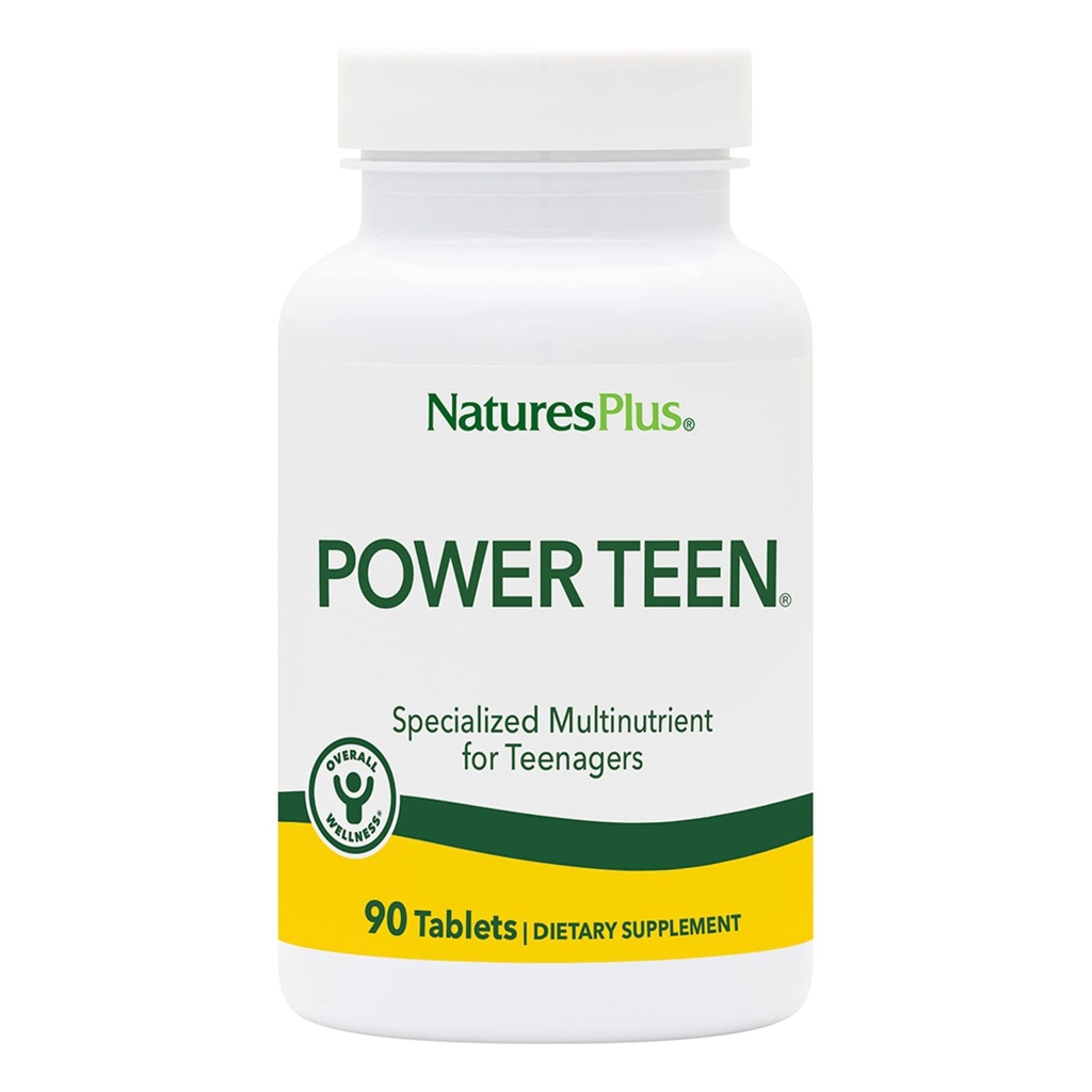 Natures Plus Quelle der Lebensleistung Teen - 90 Vegetarische Tabletten - Teen Multivitamin mit Mineralien & Ganze Lebensmittel für Mental Fokus, Energie-Booster - Glutenfrei - 45 Servierungen