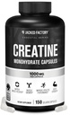 Capsules monohydratées en créatine de l'usine Jacked - pilules en créatine pour la croissance musculaire, la force accrue, la production énergétique accrue et l'amélioration de la performance athlétique - 150 capsules