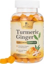 Supplément curcumin curcumin curcuma - 95% Curcuminoides avec curcuma et gingembre, poivre noir pour la meilleure absorption, soutien de joint végétalien de la nature, non-OGM, sans gluten, goût de pêche savoureux - 120 Gummies