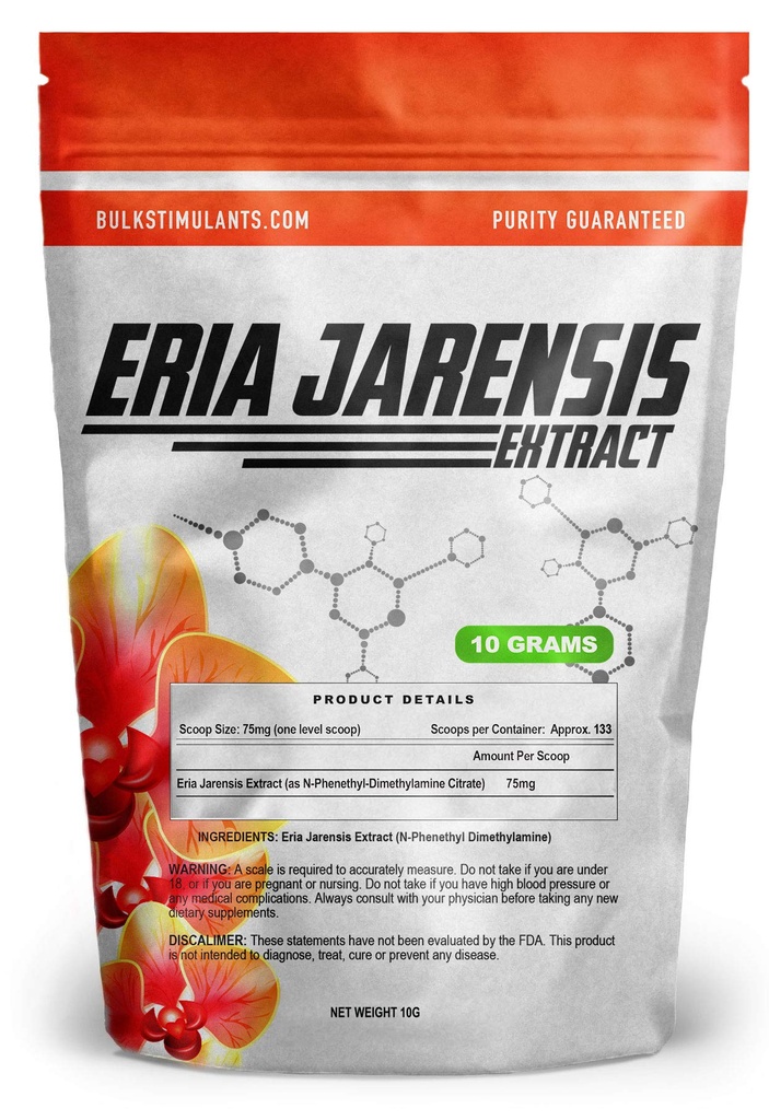 ERIA JARENSIS-Extrakt - Schüttpulver 10 Gramm 133 Servierungen - Neue Pea-Ergänzung ✮ Neu Stimulant und NOOTROPIC ✮ Steigerung Fokus Energie Kognitive Leistung - Scoop Included