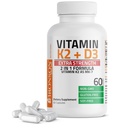 Bronson Vitamin K2 (MK7) mit D3 Extra Strength Supplement Knochen Gesundheit Non-GMO Formel 10.000 IU & 120 mcg MK-7 einfach zu Swallow D K, 60 Kapseln