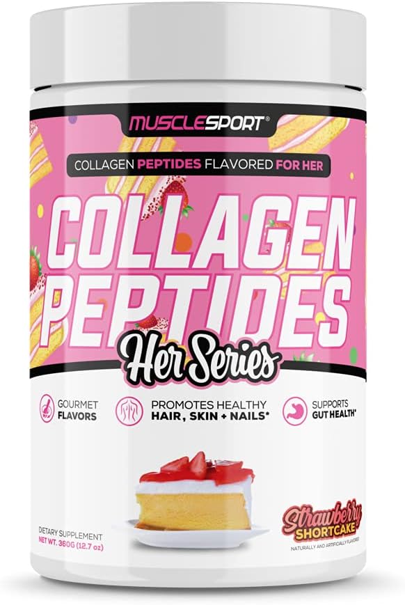 Muskelsport Collagen Peptide - hydrolysierte Gras Fed Collagen Powder Supplement - Fördert gesundes Haar, Haut, Nägel, Gelenke - 30 Servieren (Strawberry Shortcake)