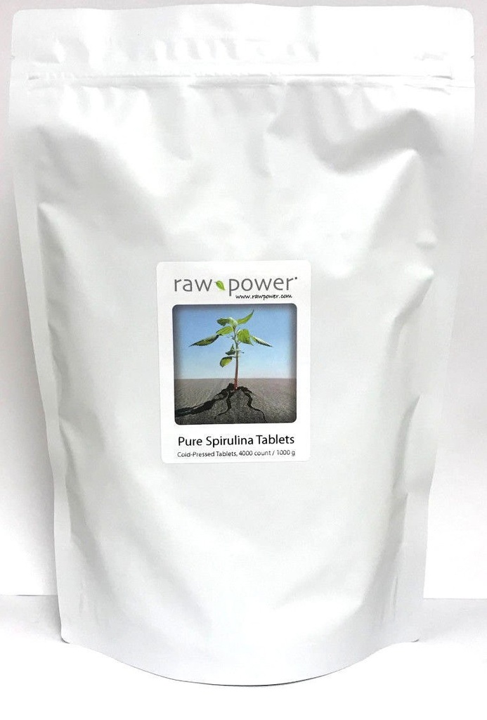 Puissance brute Spiruline comprimés pressés à froid en vrac Kilo Bag 4000 Compte 250mg comprimés 1000g Total des produits biologiques